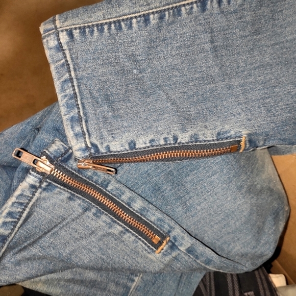 Free People Seamed Moto Skinny Jeans Blue - Picture 6 of 10